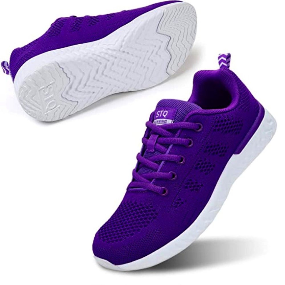 Purple Walking Shoes for Women Casual Lace Up Lightweight Tennis Running Shoes